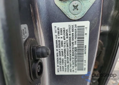 2014 Honda Civic Ex z USA, uszkodzony, nr VIN 19XFB2F83EE213620